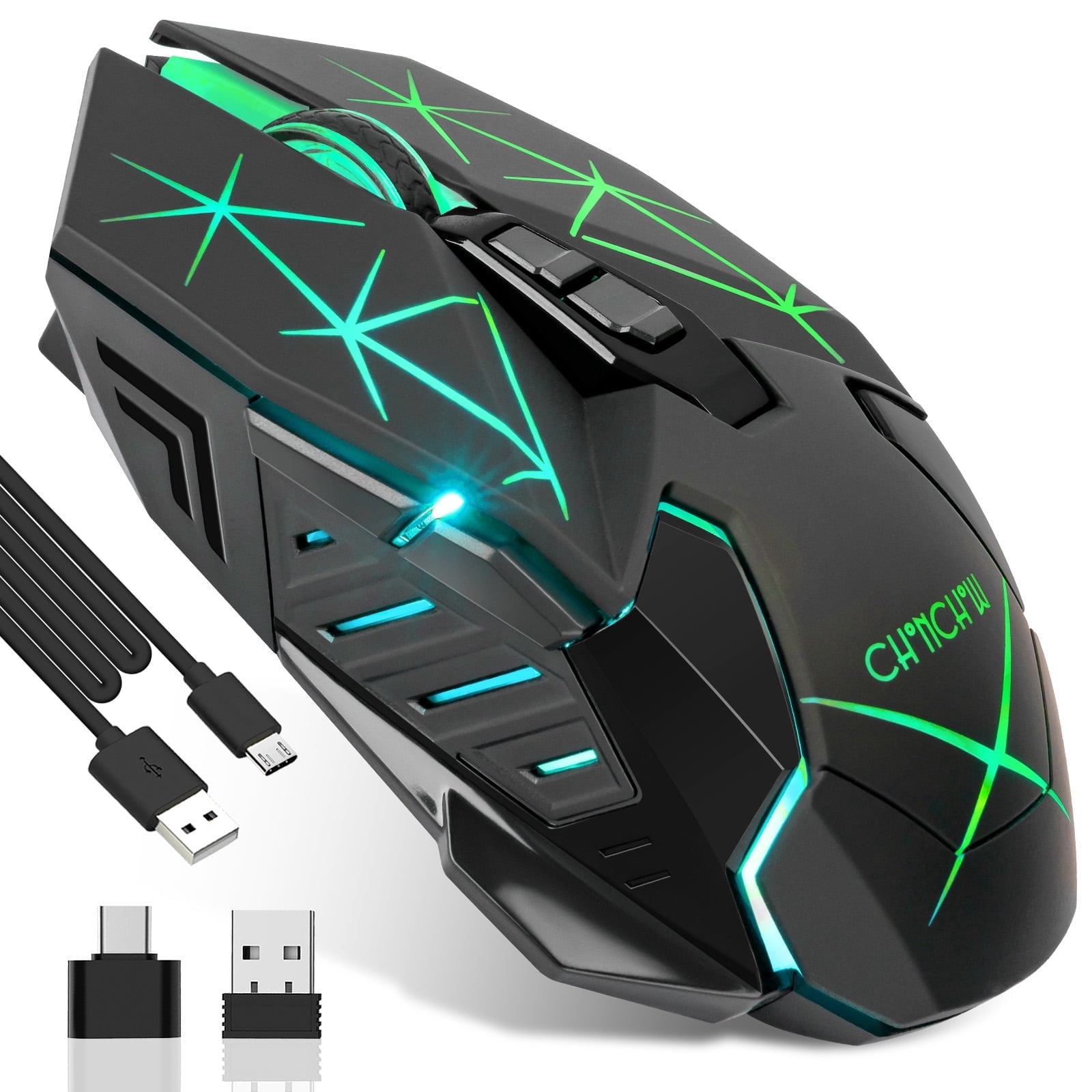Chelsea Computer Mouse CHONCHOW Gaming Colorful LED Lights 7 Buttons 3200 DPI USB C 2.4Ghz ...