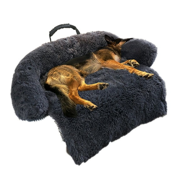 CHONGFA Large Removable Plush Dog Bed with Non-Slip Bottom, Solid Gray