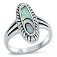 thumbnail image 1 of CHOOSE YOUR COLOR Abalone Long Oval Ring .925 Sterling Silver Band Jewelry Female Male Unisex Size 8, 1 of 4
