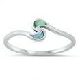 thumbnail image 1 of CHOOSE YOUR COLOR Abalone Mosaic Wave Ring .925 Sterling Silver Band Jewelry Female Male Size 6, 1 of 4