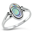 thumbnail image 1 of CHOOSE YOUR COLOR Abalone Oval Boho Celtic Antiqued Filigree Ring Sterling Silver Band 925 Female Size 4, 1 of 4