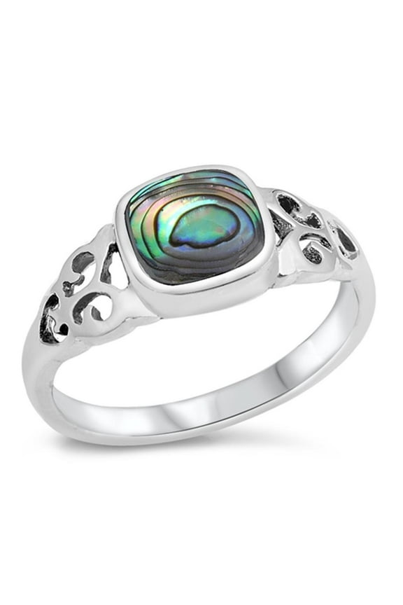 CHOOSE YOUR COLOR Abalone Promise Ring .925 Sterling Silver Chic Band Jewelry Female Male Size 7