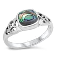 thumbnail image 1 of CHOOSE YOUR COLOR Abalone Promise Ring .925 Sterling Silver Chic Band Jewelry Female Male Size 8, 1 of 4