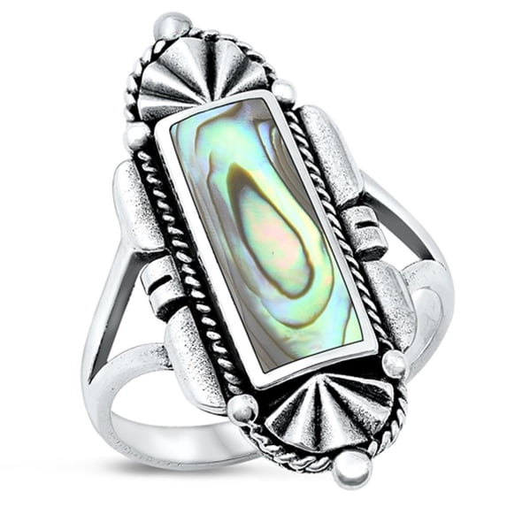 CHOOSE YOUR COLOR Abalone Ring .925 Sterling Silver Bali Statement Band Jewelry Female Male Size 9