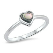 CHOOSE YOUR COLOR Abalone Small Dainty Heart Love Ring .925 Sterling Silver Band Jewelry Female Size 7