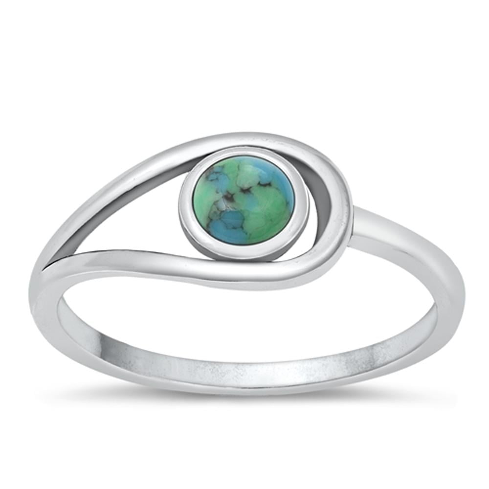 CHOOSE YOUR COLOR Abstract Simulated Turquoise Ring .925 Sterling ...