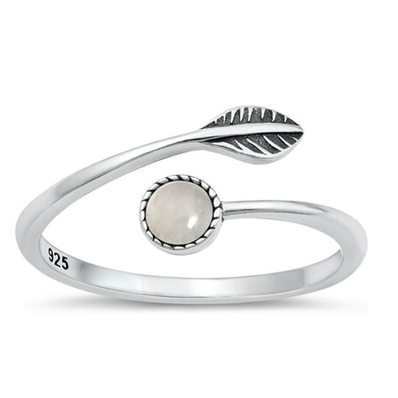 CHOOSE YOUR COLOR Adjustable Arrow Moonstone Ring .925 Sterling Silver Band White CZ Female Size 10