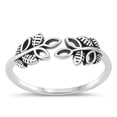 thumbnail image 1 of CHOOSE YOUR COLOR Adjustable Open Leaves Ring .925 Sterling Silver Band Jewelry Female Male Size 9, 1 of 4