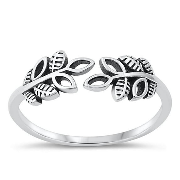 CHOOSE YOUR COLOR Adjustable Open Leaves Ring .925 Sterling Silver Band Jewelry Female Male Size 9