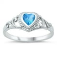 thumbnail image 1 of CHOOSE YOUR COLOR Baby Ring .925 Sterling Silver Band Blue Cubic Zirconia Jewelry Female Male Size 9, 1 of 4