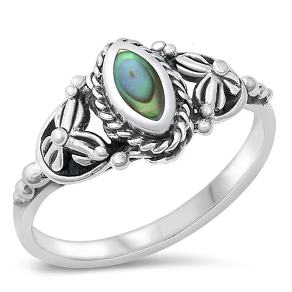CHOOSE YOUR COLOR Bali Boho Flower Abalone Wholesale Ring .925 Sterling Silver Band Jewelry Female Size 7