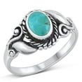 thumbnail image 1 of CHOOSE YOUR COLOR Bali Boho Simulated Turquoise Ring .925 Sterling Silver Band Blue CZ Female Size 7, 1 of 4