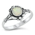 thumbnail image 1 of CHOOSE YOUR COLOR Bali Boho White Simulated Opal Ring .925 Sterling Silver Band CZ Female Size 5, 1 of 4