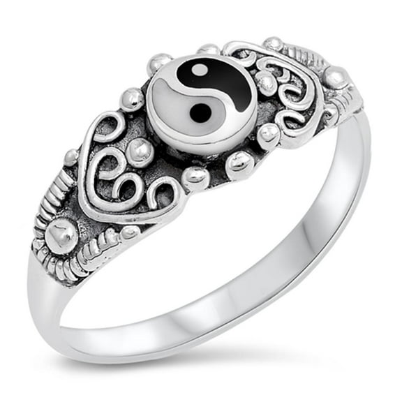 CHOOSE YOUR COLOR Bali Celtic Ring .925 Sterling Silver Yin Yang Band Jewelry Female Male Size 8