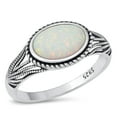 thumbnail image 1 of CHOOSE YOUR COLOR Bali Chunk White Simulated Opal Ring .925 Sterling Silver Band CZ Female Size 10, 1 of 4