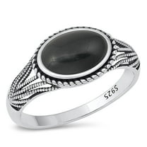 CHOOSE YOUR COLOR Bali Cocktail Simulated Black Onyx Ring .925 Sterling Silver Band CZ Female Size 9