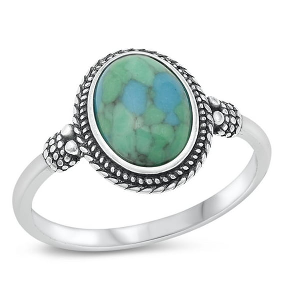 CHOOSE YOUR COLOR Bali Cocktail Simulated Turquoise Promise Ring .925 Sterling Silver Band Blue CZ Female Size 4