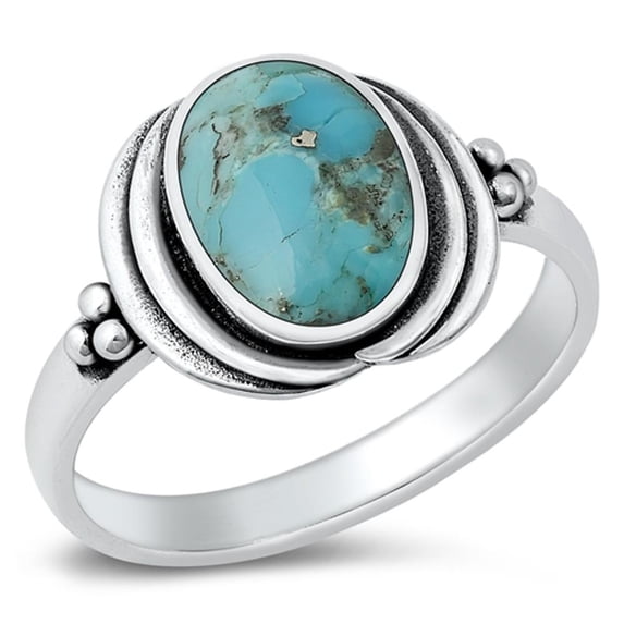 CHOOSE YOUR COLOR Bali Cocktail Simulated Turquoise Promise Ring .925 Sterling Silver Band Blue CZ Female Size 7
