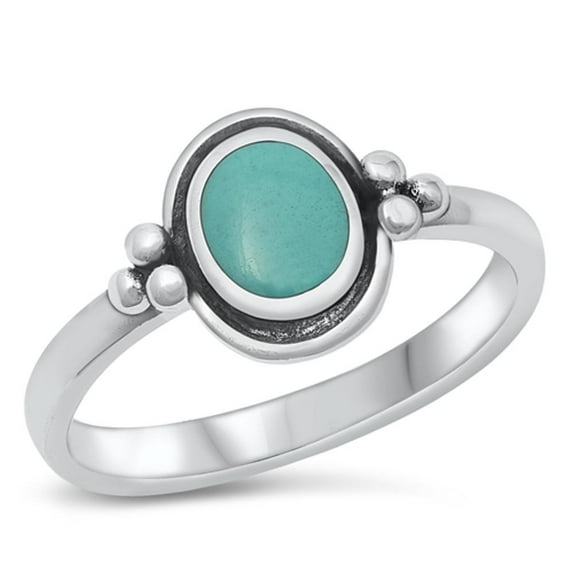 CHOOSE YOUR COLOR Bali Halo Round Simulated Turquoise Promise Ring .925 Sterling Silver Band Blue CZ Female Size 6