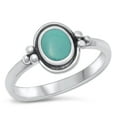 thumbnail image 1 of CHOOSE YOUR COLOR Bali Halo Round Simulated Turquoise Promise Ring .925 Sterling Silver Band Blue CZ Female Size 8, 1 of 4
