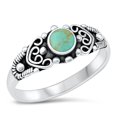 thumbnail image 1 of CHOOSE YOUR COLOR Bali Heart Simulated Turquoise Boho Ring .925 Sterling Silver Band Blue CZ Female Size 5, 1 of 4