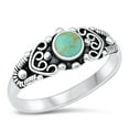 thumbnail image 1 of CHOOSE YOUR COLOR Bali Heart Simulated Turquoise Boho Ring .925 Sterling Silver Band Blue CZ Female Size 7, 1 of 4