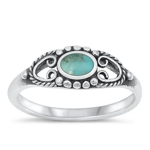 CHOOSE YOUR COLOR Bali Heart Simulated Turquoise Ring .925 Sterling Silver Band Blue CZ Female Size 5