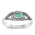 thumbnail image 1 of CHOOSE YOUR COLOR Bali Heart Simulated Turquoise Ring .925 Sterling Silver Band Blue CZ Female Size 8, 1 of 4
