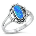 thumbnail image 1 of CHOOSE YOUR COLOR Bali Rope Blue Simulated Opal Wholesale Ring .925 Sterling Silver Band CZ Female Size 8, 1 of 4