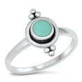 thumbnail image 1 of CHOOSE YOUR COLOR Bali Round Simulated Turquoise Ring .925 Sterling Silver Band Blue CZ Female Size 9, 1 of 4