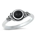 thumbnail image 1 of CHOOSE YOUR COLOR Bali Simulated Black Onyx Ring .925 Sterling Silver Band CZ Female Size 8, 1 of 4