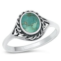 CHOOSE YOUR COLOR Bali Simulated Turquoise Cocktail Ring .925 Sterling Silver Band Blue CZ Female Size 7