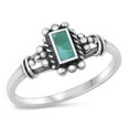 thumbnail image 1 of CHOOSE YOUR COLOR Bali Simulated Turquoise Ring .925 Sterling Silver Band Blue CZ Female Size 5, 1 of 4