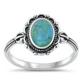 thumbnail image 1 of CHOOSE YOUR COLOR Bali Simulated Turquoise Ring .925 Sterling Silver Band Blue CZ Female Size 9, 1 of 4