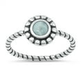 thumbnail image 1 of CHOOSE YOUR COLOR Bali Style Sun Flower Rope Larimar Ring .925 Sterling Silver Band Blue CZ Female Size 4, 1 of 4