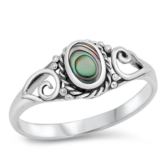 CHOOSE YOUR COLOR Bali Swirl Abalone Ring .925 Sterling Silver Band Jewelry Female Male Size 6