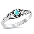 thumbnail image 1 of CHOOSE YOUR COLOR Bali Swirl Simulated Turquoise Ring .925 Sterling Silver Band Blue CZ Female Size 8, 1 of 4