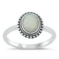 thumbnail image 1 of CHOOSE YOUR COLOR Bali White Simulated Opal Ring .925 Sterling Silver Band CZ Female Size 6, 1 of 4