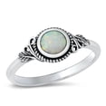 thumbnail image 1 of CHOOSE YOUR COLOR Bali White Simulated Opal Ring .925 Sterling Silver Band CZ Female Size 8, 1 of 4