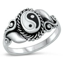 CHOOSE YOUR COLOR Bali Yin Yang Vintage Wholesale Ring .925 Sterling Silver Band Jewelry Female Size 6
