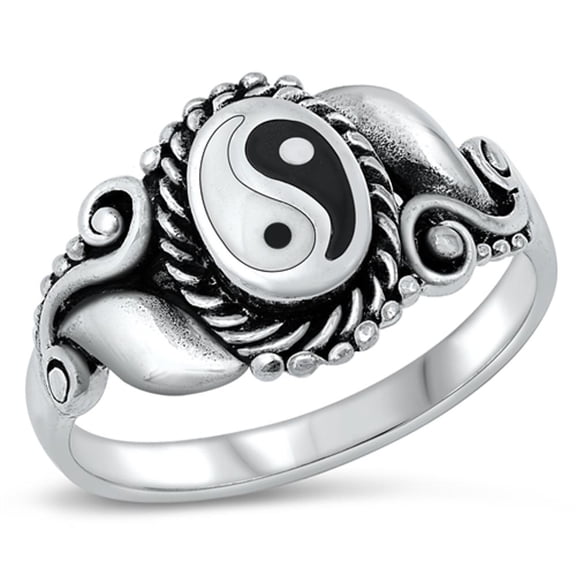 CHOOSE YOUR COLOR Bali Yin Yang Vintage Wholesale Ring .925 Sterling Silver Band Jewelry Female Size 8