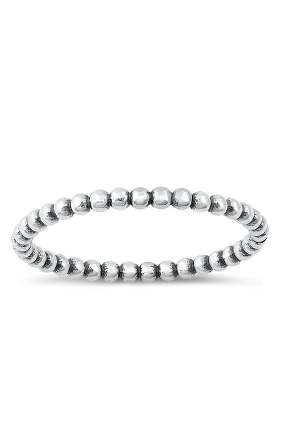 CHOOSE YOUR COLOR Beaded Dot Stacking Thin Ring .925 Sterling Silver Band Jewelry Female Male Size 8
