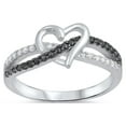 thumbnail image 1 of CHOOSE YOUR COLOR Black CZ Infinity Knot Heart Promise Ring .925 Sterling Silver Band Female Size 8, 1 of 4