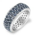 thumbnail image 1 of CHOOSE YOUR COLOR Black CZ Stackable Pave Wide Round Ring .925 Sterling Silver Band Female Size 9, 1 of 4