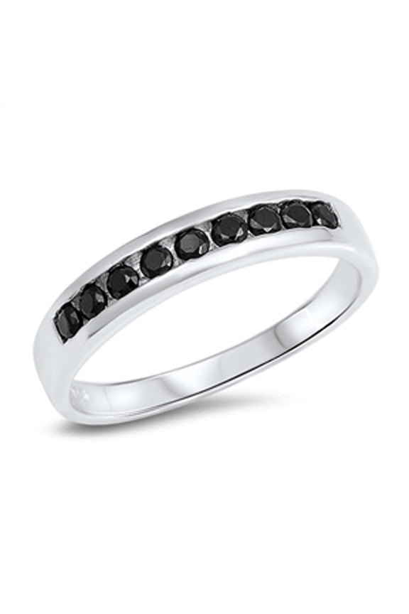 CHOOSE YOUR COLOR Black CZ Stacking Modern Chic Ring 925 Sterling Silver Thumb Band Female Size 4