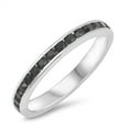 thumbnail image 1 of CHOOSE YOUR COLOR Black CZ Thin Eternity Round Stack Ring .925 Sterling Silver Band Female Size 11, 1 of 4