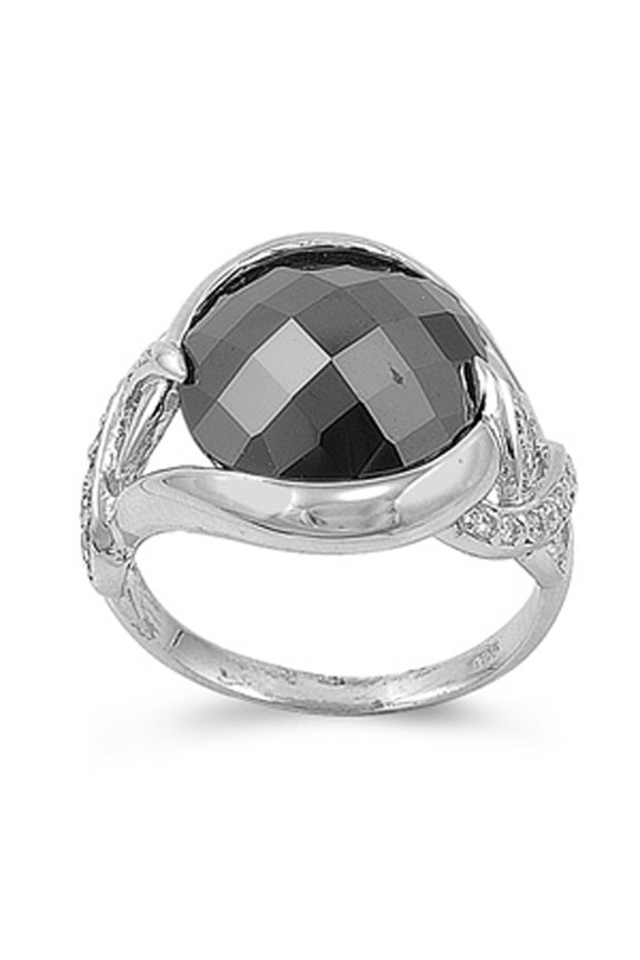 CHOOSE YOUR COLOR Black CZ Wide Huge Faceted Infinity Knot Ring Sterling Silver Band Female Size 7