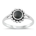 thumbnail image 1 of CHOOSE YOUR COLOR Black Cubic Zirconia Sunburst Ring .925 Flower Sterling Silver Band Female Size 10, 1 of 4