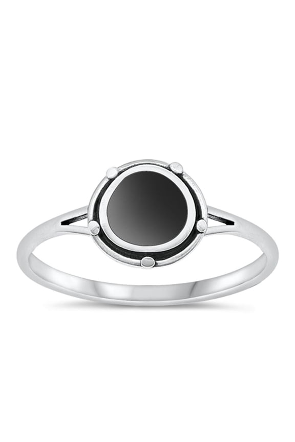 CHOOSE YOUR COLOR Black Simulated Agate Bali Ring .925 Chic Sterling Silver Band CZ Female Size 4