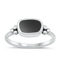 thumbnail image 1 of CHOOSE YOUR COLOR Black Simulated Agate Bali Ring .925 Chic Sterling Silver Band CZ Female Size 8, 1 of 4